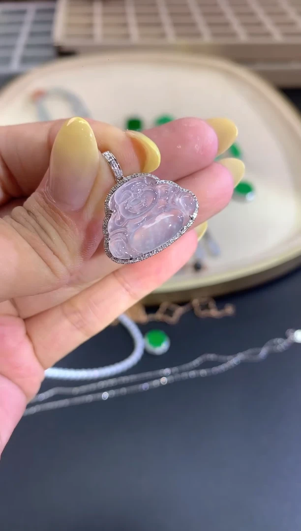 翡翠18K金镶嵌吊坠(不含链)3980