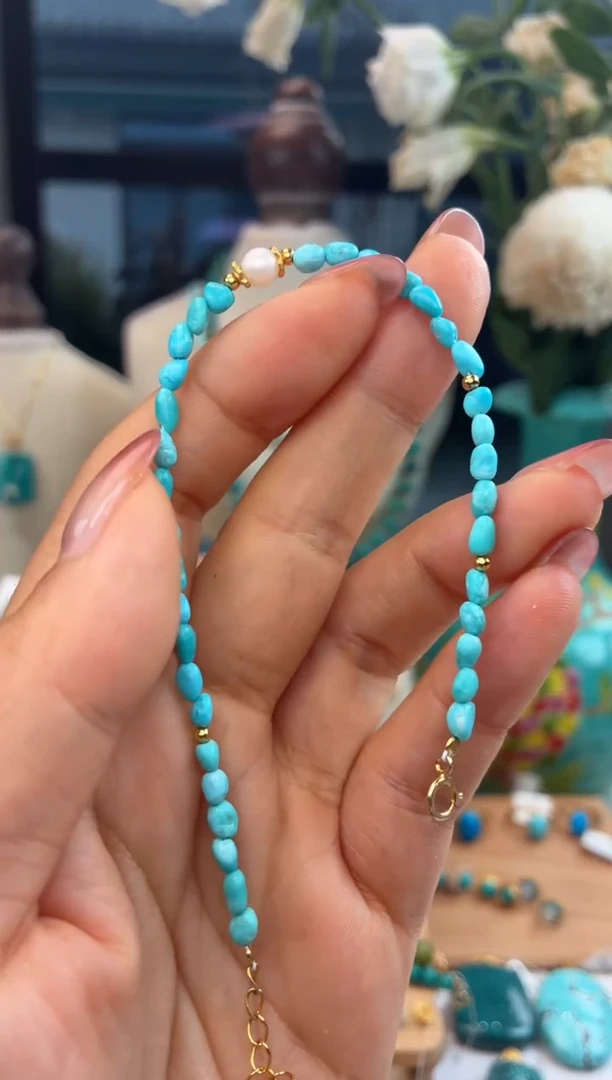 银S925镀金镶嵌绿松石手链1