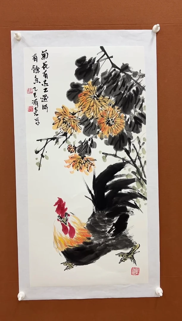国画王泽喜三尺整张花鸟