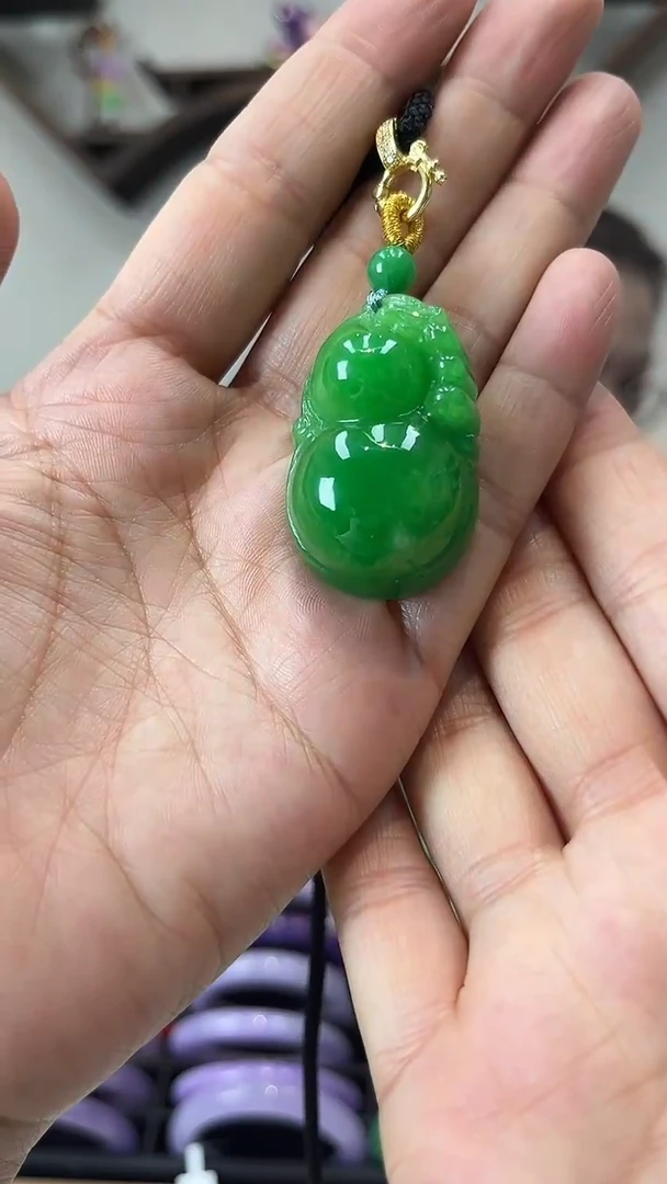 【闪购商品】砖雕a19 正阳绿葫芦吊坠