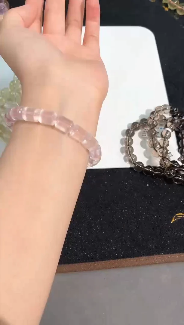 水晶手链未镶嵌9号星光粉水桶珠单圈
