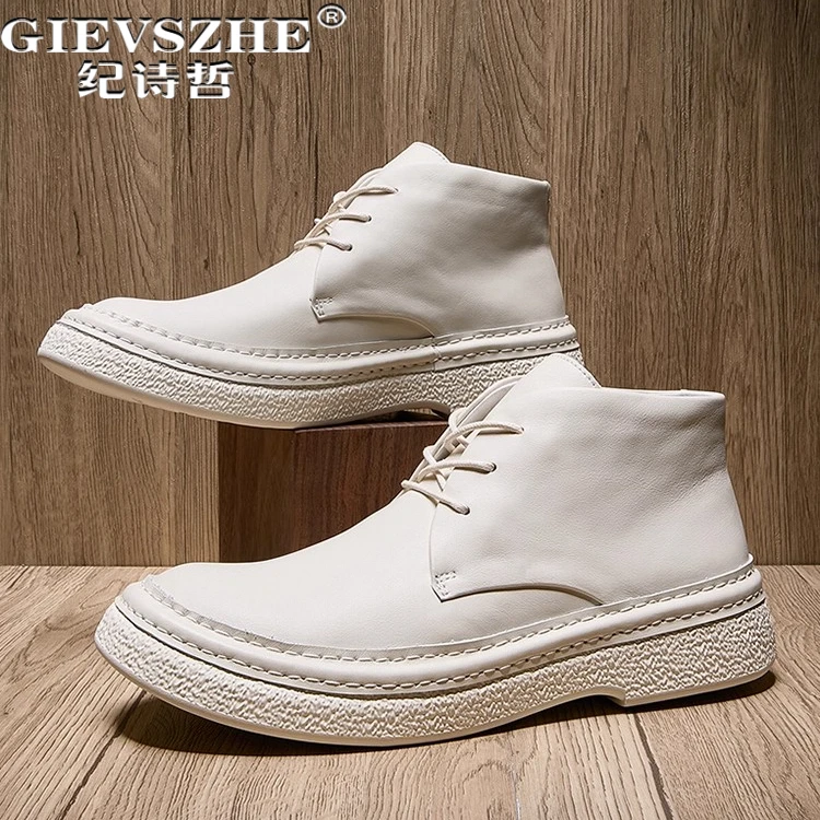 纪诗哲男鞋透气简约百搭短靴男款加绒轻奢休闲鞋子潮流轻便马丁靴