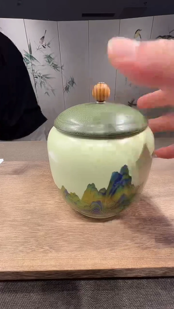 @微光茶器千里江山茶叶罐G1891
