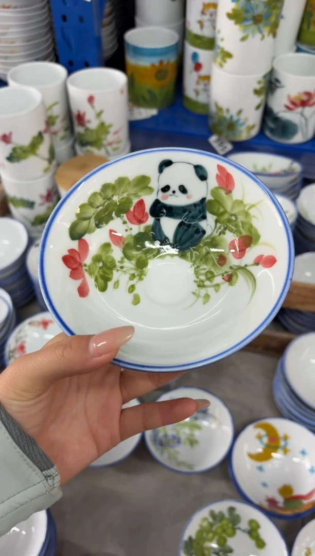 瓷片景德镇高温陶瓷食品级手绘釉中彩-斗笠碗