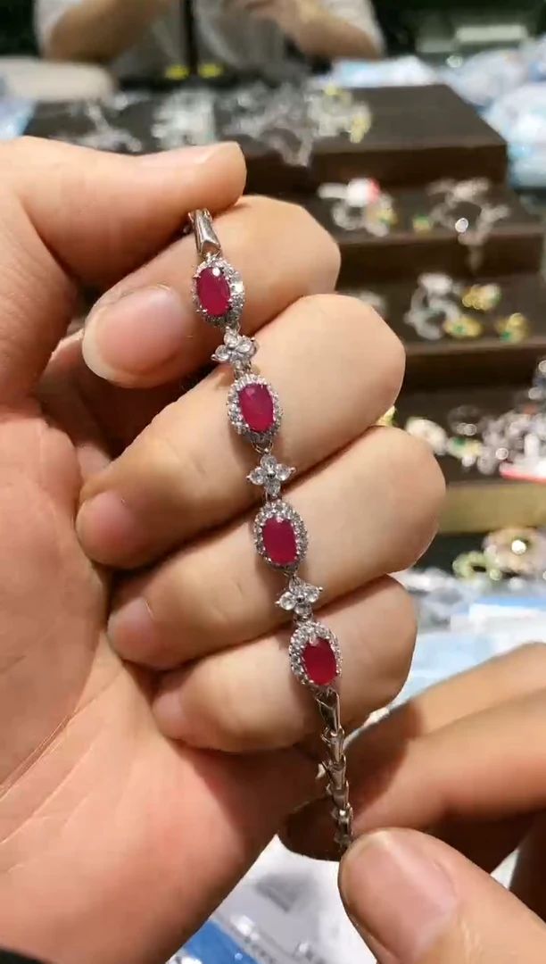 【闪购商品】红宝石手链银S925镶嵌手链