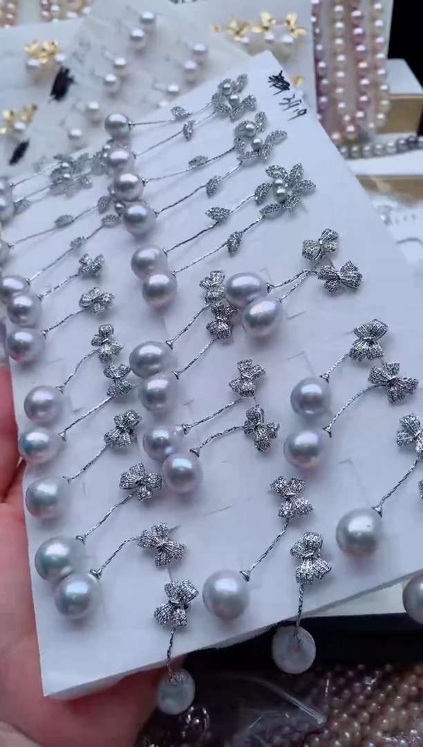 合金耳饰淡水珍珠多样性发其一，非无暇