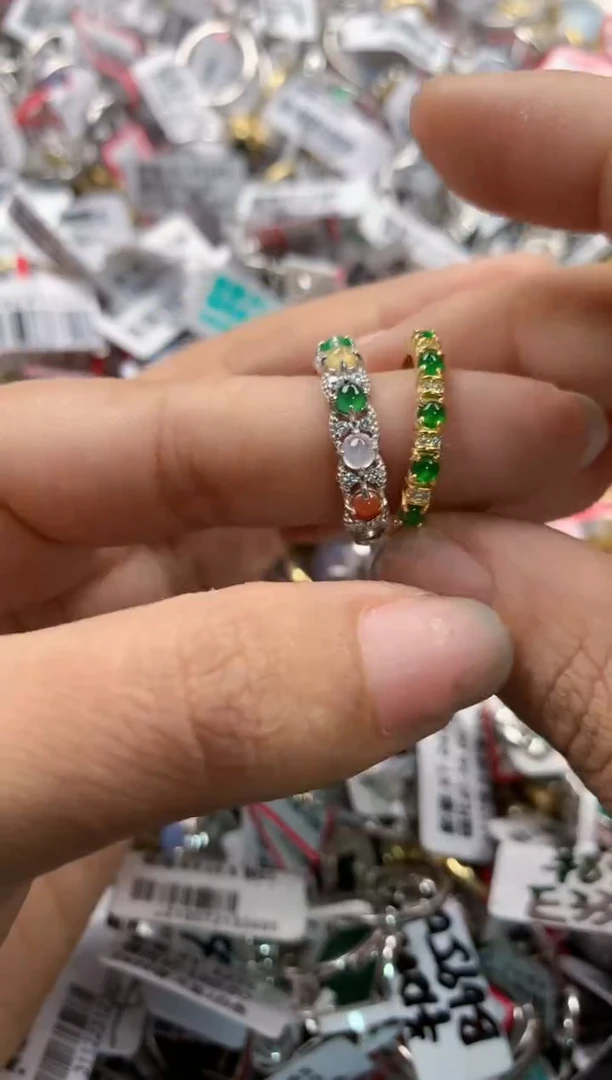 银S925镶嵌戒指翡翠999    2