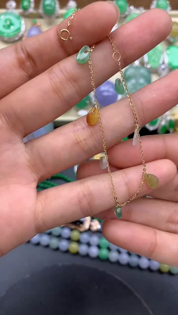 【闪购商品】翡翠手链18K金镶嵌8-中国好珍宝