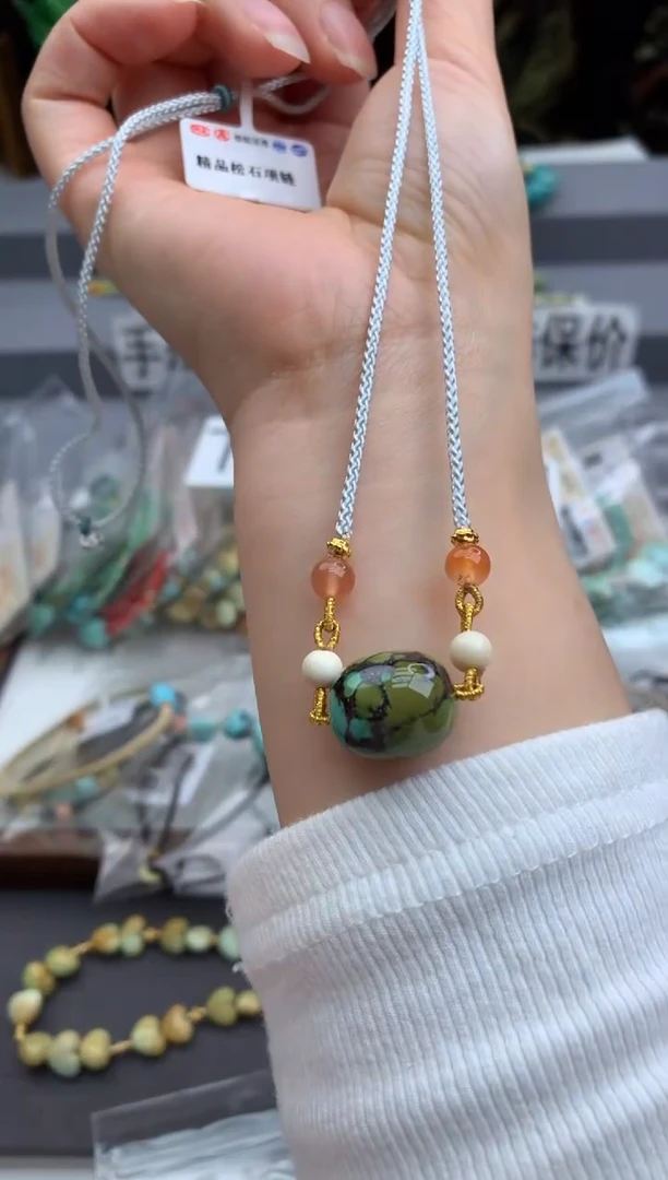 未镶嵌绿松石锁骨链茜.A35