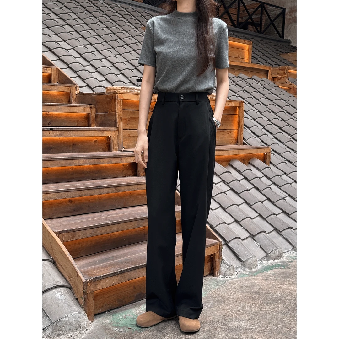 【WHO】三本针立体压褶男女早秋垂感直筒西裤纯色百搭宽松休闲长裤