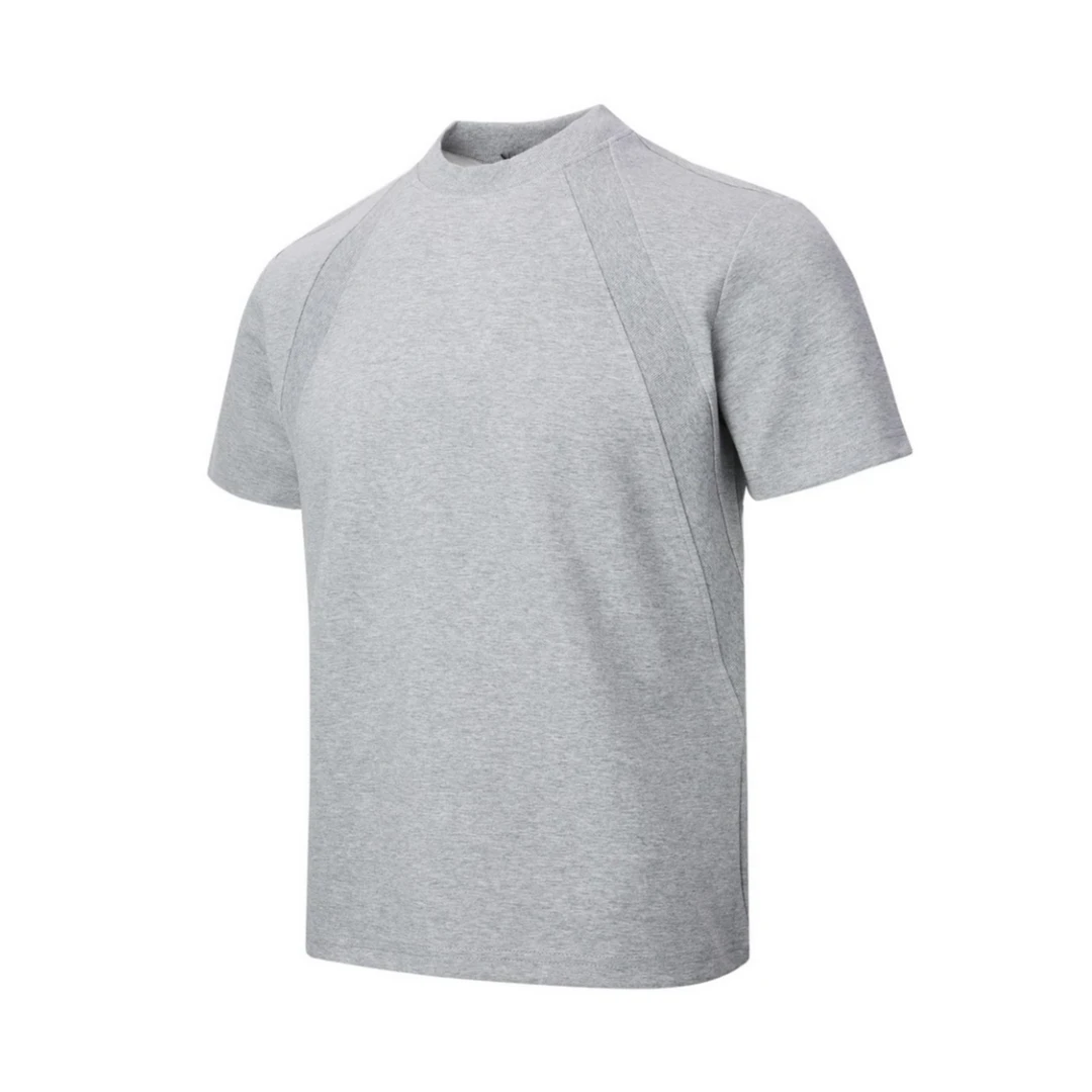 DUIZHI/对质280g太空棉空气层拼接短袖T恤抗皱硬挺短款版型夏季