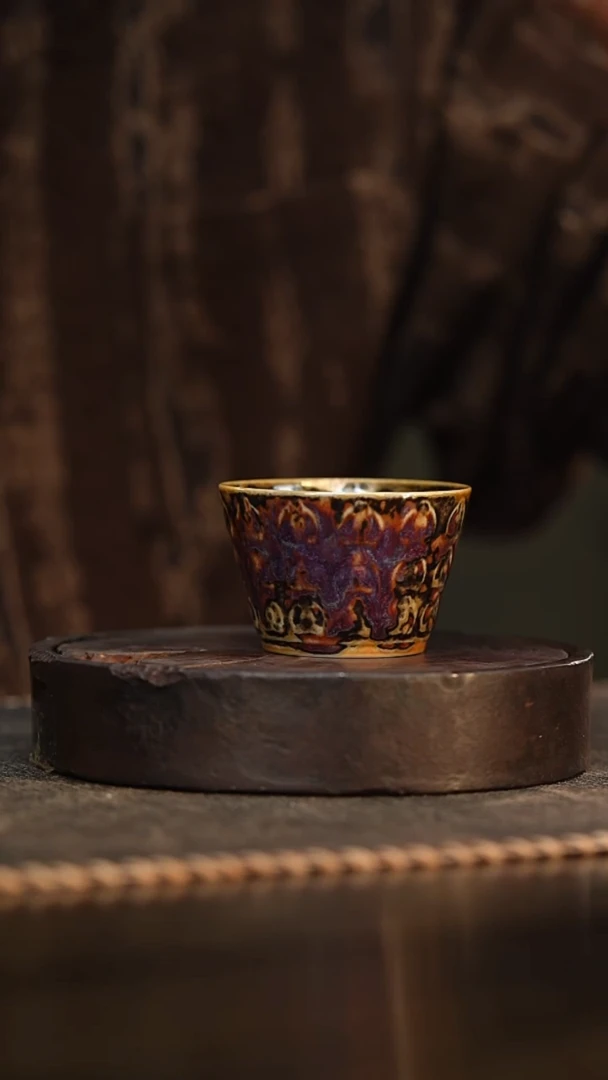 39柴房陶瓷柴烧斑鹿万佛杯