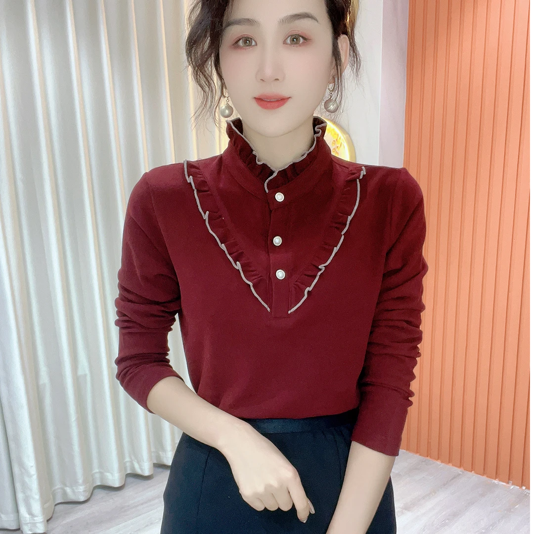 鑫坷冬季新款半高领气质百搭时尚长袖减龄打底衫上衣女1872