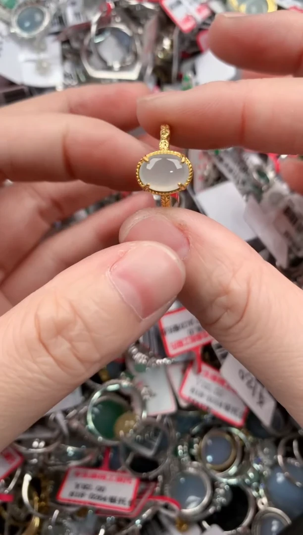 银S925镶嵌戒指翡翠555----1