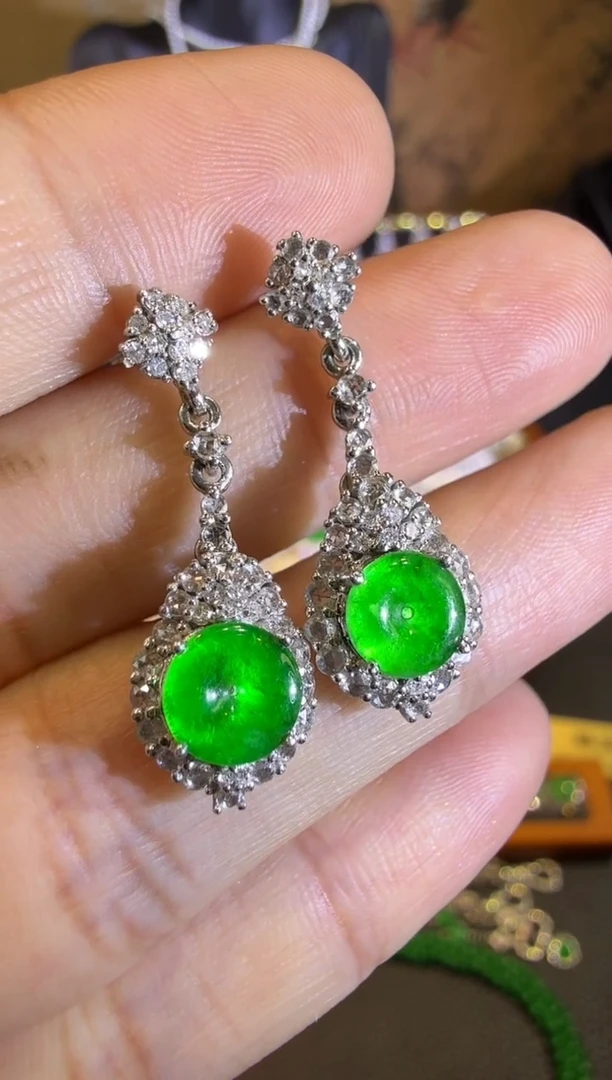 【闪购商品】翡翠耳饰18K金镶嵌小龙石平安扣耳坠