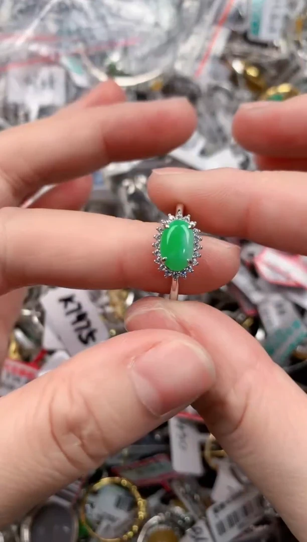 银S925镶嵌戒指翡翠1111----5