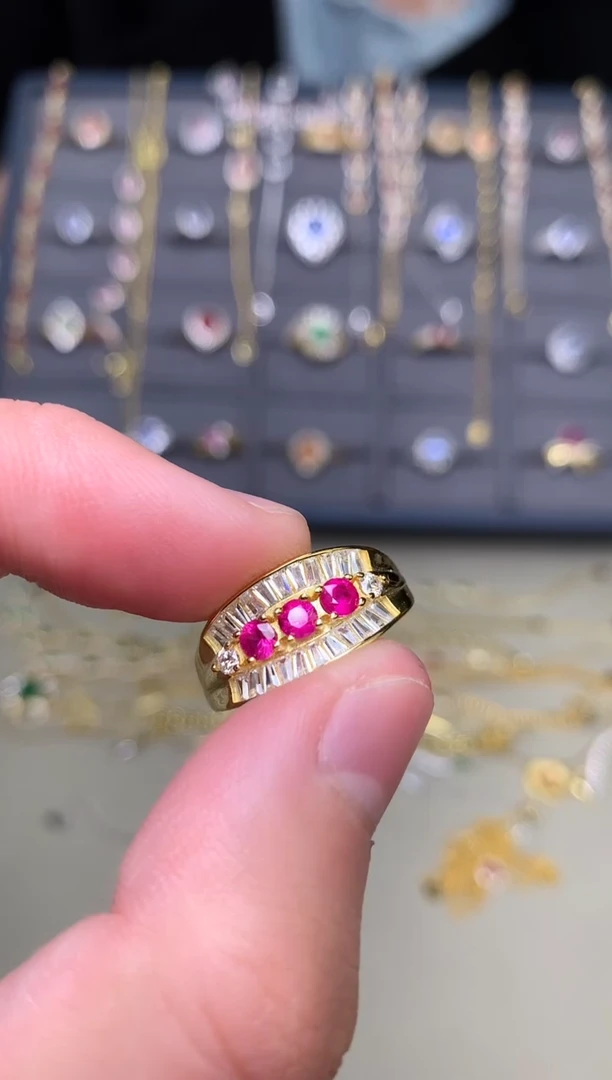 银S925镶嵌戒指红宝石戒指