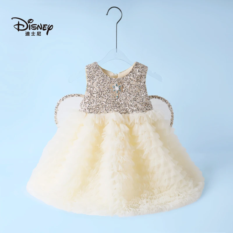 【YC】女童连衣裙夏季女宝宝洋气翅膀高级感亮片蓬蓬公主裙P2521