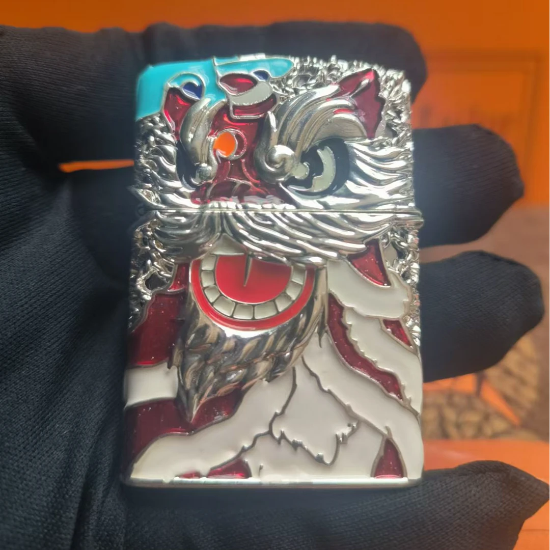 煤油打火机珐琅彩鸿运当头银色 煤油打火机复古老式火机