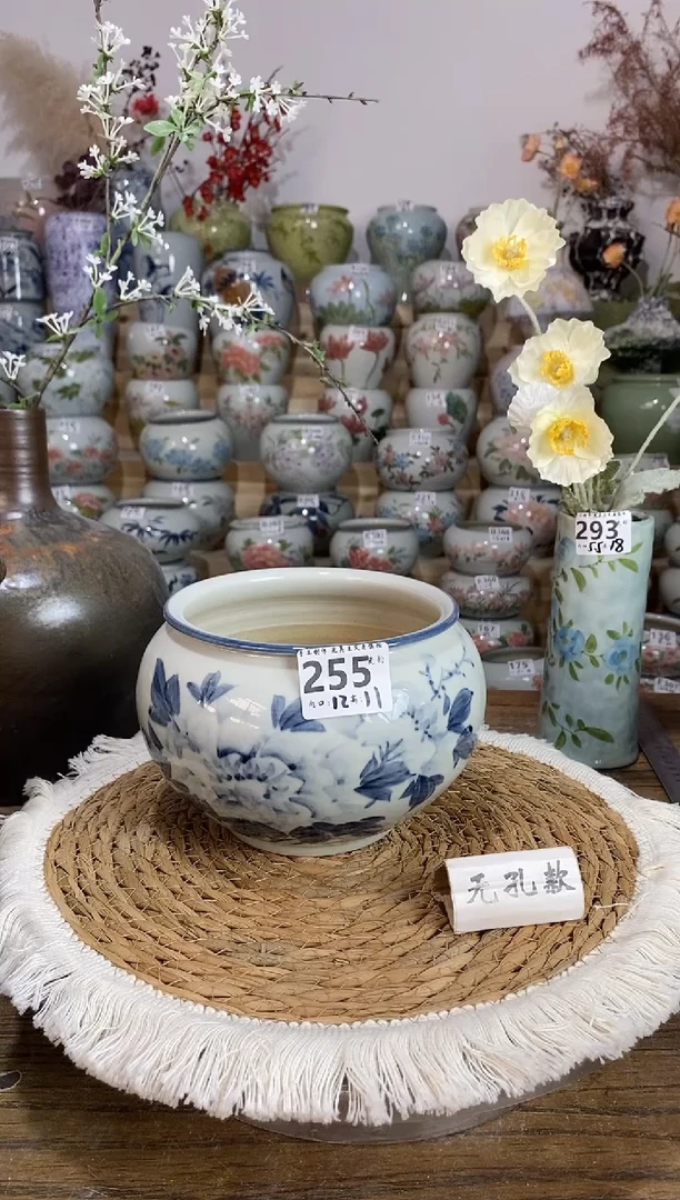 景德镇瓷韵手绘陶瓷花盆  255   手工制品 完美主义者慎拍