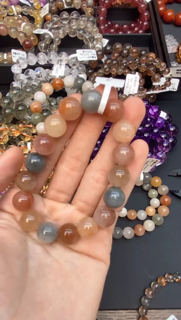 水晶手串未镶嵌14彩兔毛12mm