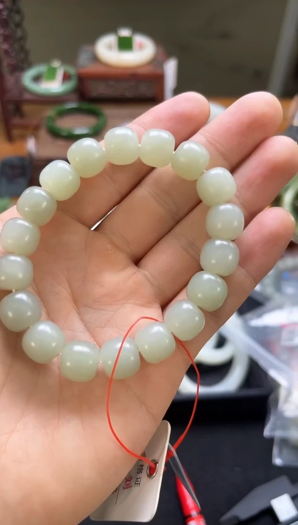 未镶嵌手串和田玉卡11+且末青白 老型 7