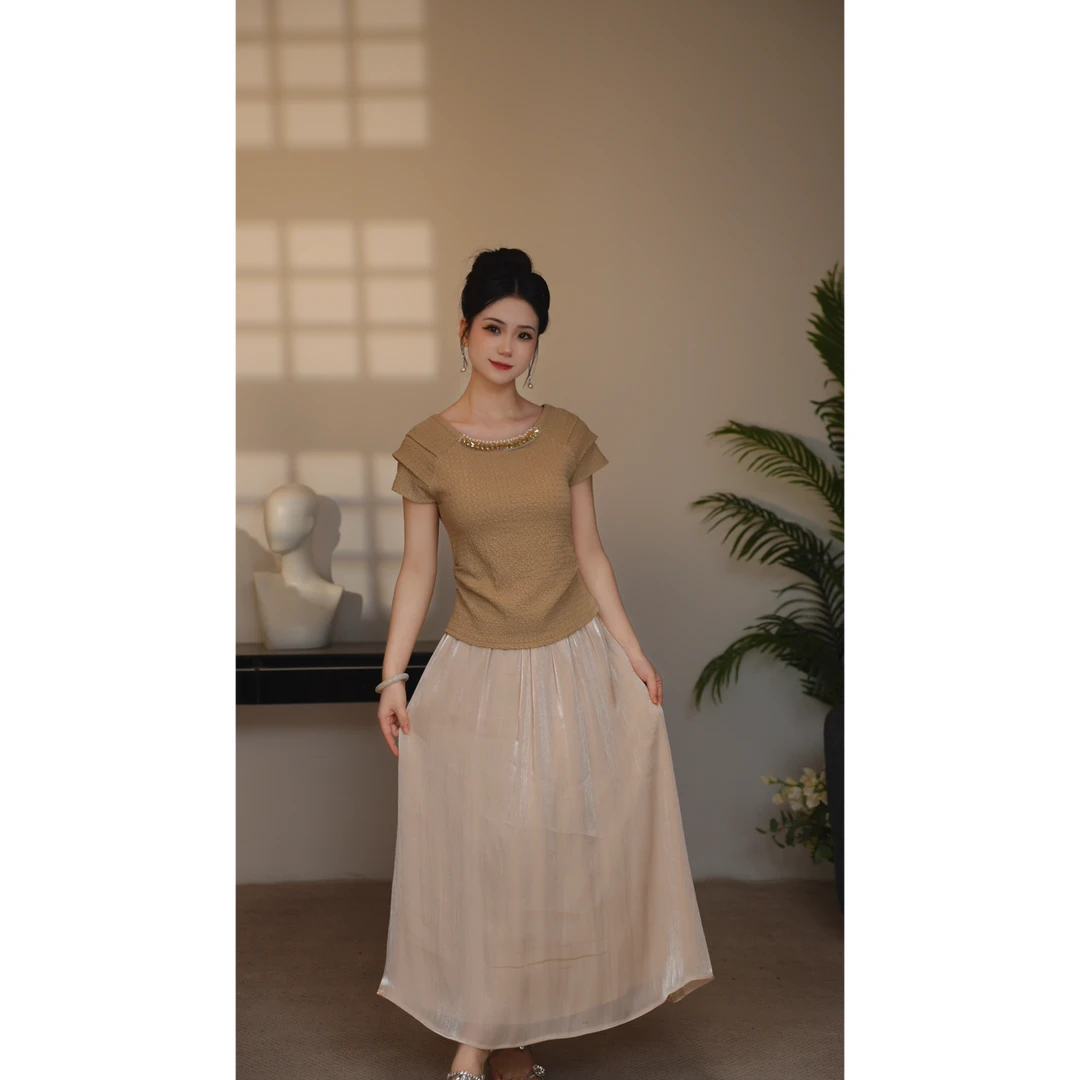 时尚都市小众设计师显瘦减龄夏季复古中国风优雅套装-F0054