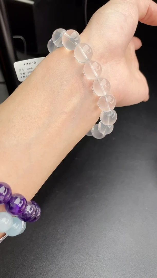 【闪购商品】水晶手链未镶嵌水透体奶白晶11mm