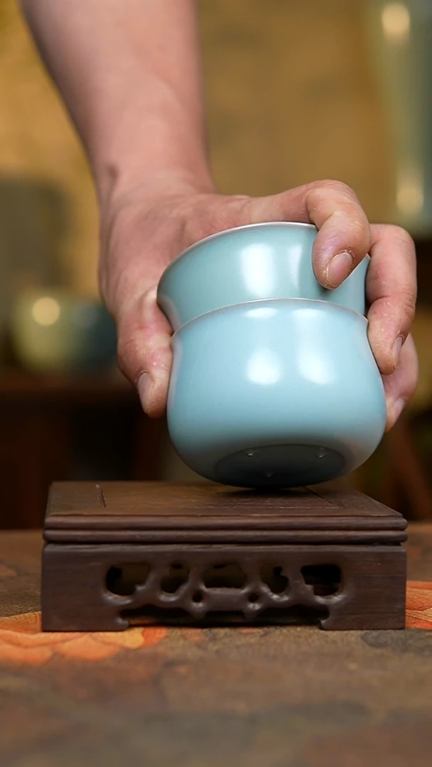 杯仿古宋臻嘟嘟杯+天青鸡缸杯瑕