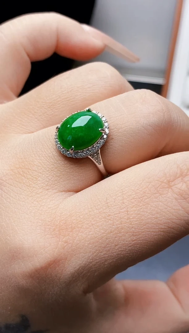 银S925镶嵌戒指翡翠1072