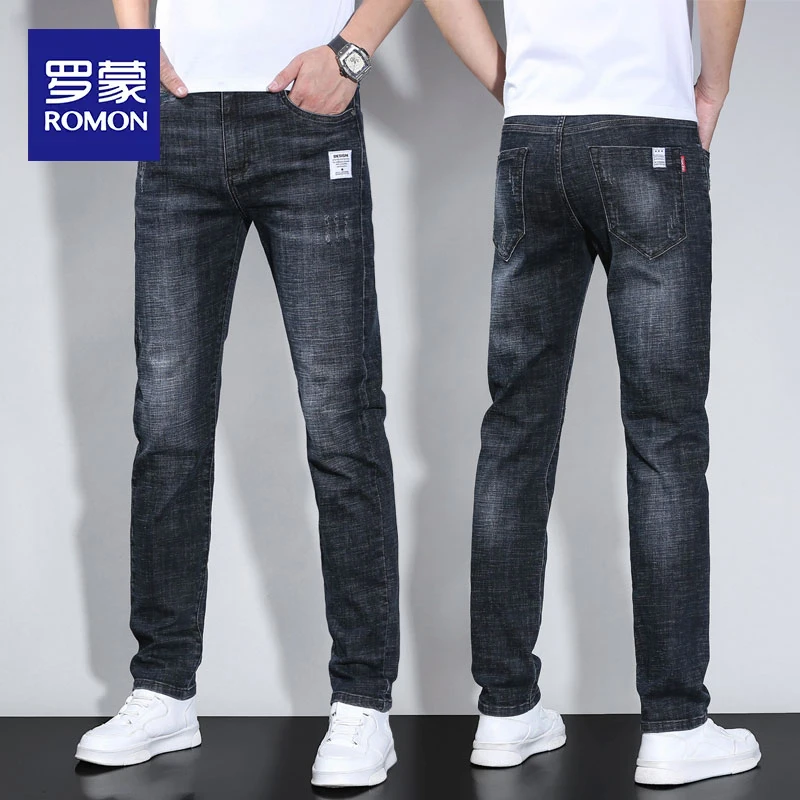 罗蒙春秋季牛仔裤男士2025新款修身直筒男裤潮流百搭休闲长裤子男
