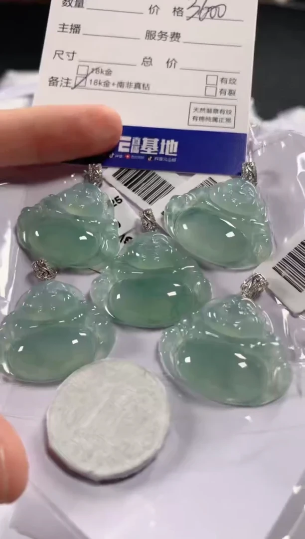 颈饰18K金镶嵌翡翠多样性发货，发一件