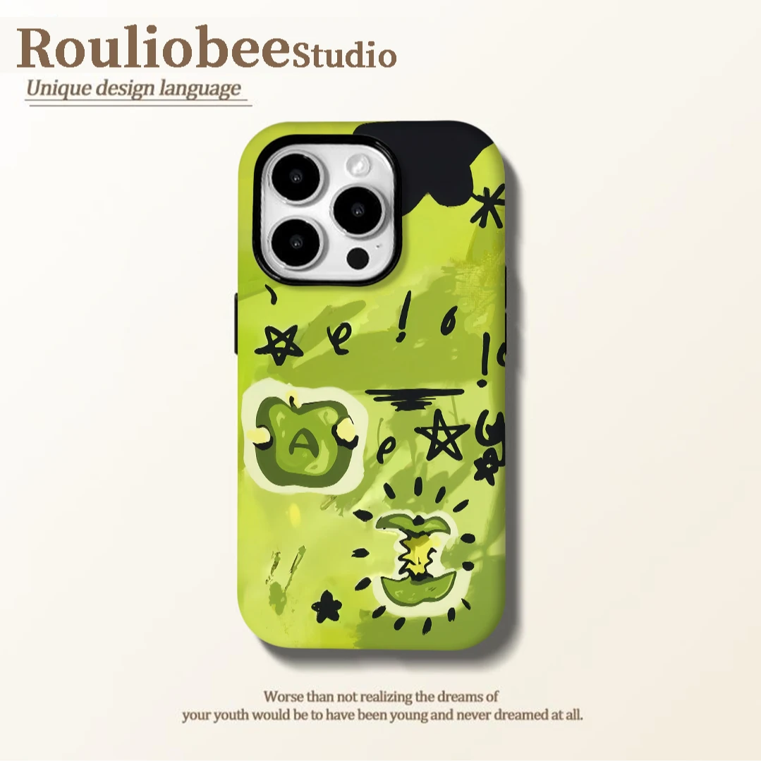 BANCA涂鸦青苹果果心适用苹果16/15菲林手机壳华为vivo小米14oppo