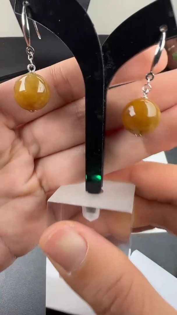 未镶嵌翡翠耳饰天然缅甸A货翡翠 满黄翡