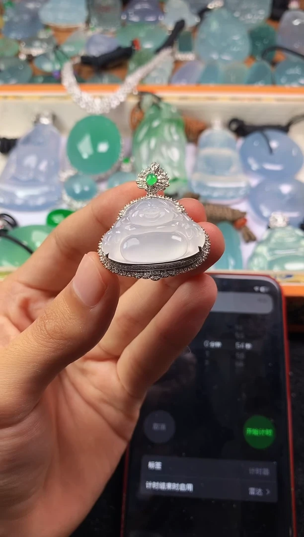 翡翠18K金镶嵌颈饰YZ-佛公