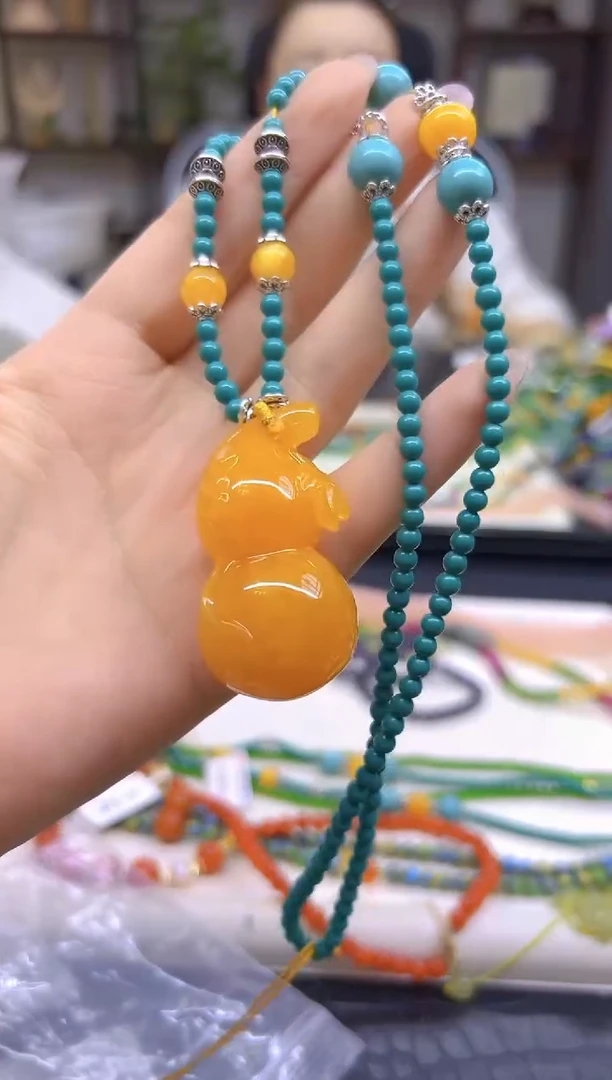 蜜蜡毛衣链未镶嵌DIY款M705
