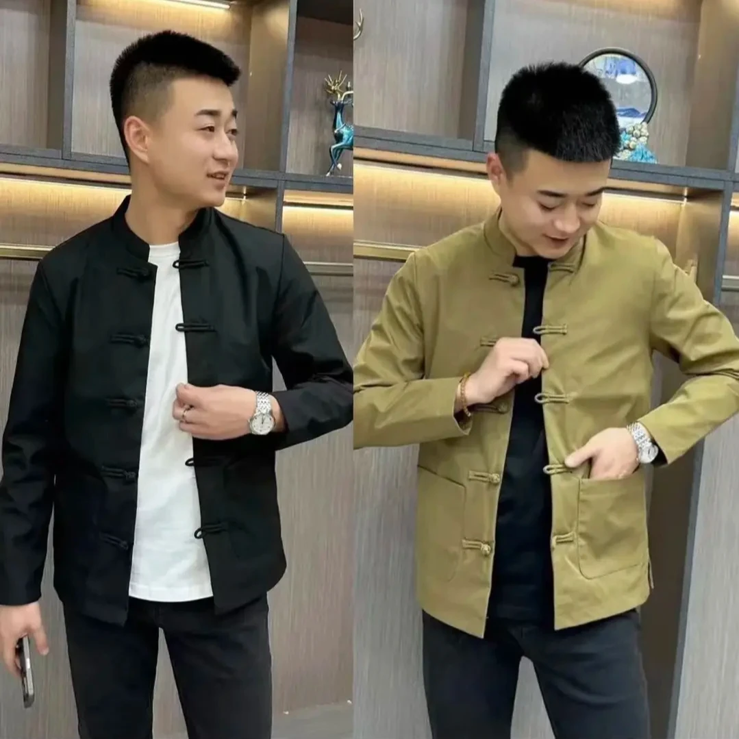 2025新款春秋单款男士夹克中国唐装立领盘扣复古帅气中式外套潮流