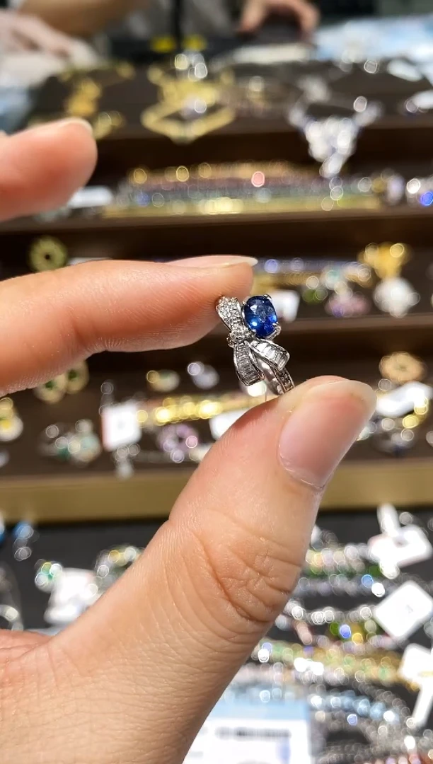 【闪购商品】蓝宝石戒指银S925镀金镶嵌戒指