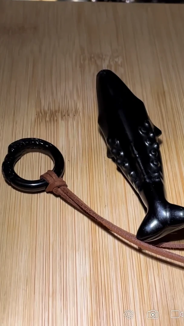 未镶嵌黑曜岩珠宝奇石Q001772+Q001882 鲲+ 戒圈+皮绳+文玩袋