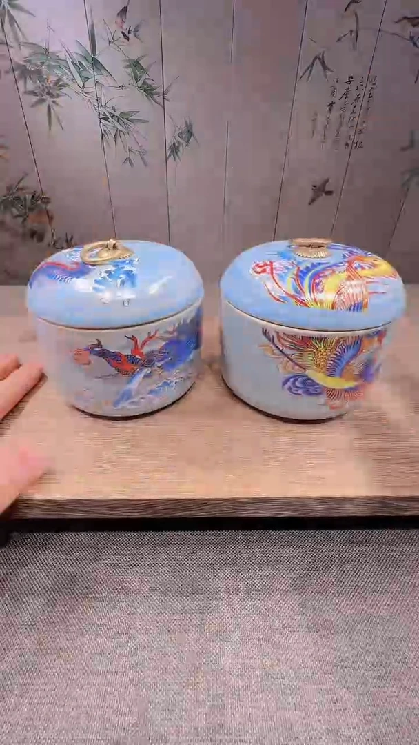 @微光茶器紫砂龙凤茶叶罐一对ZH1257