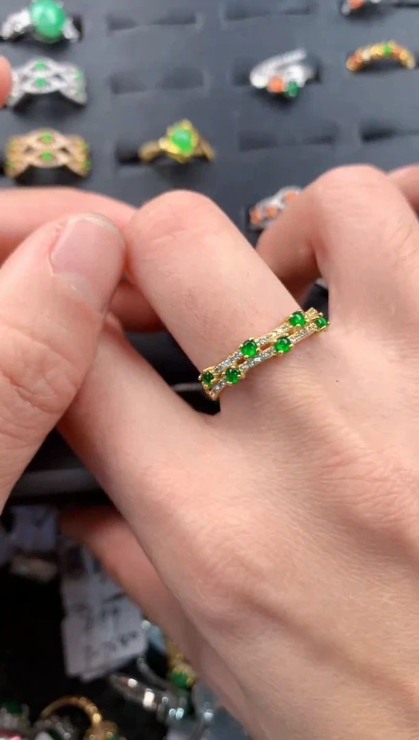 银S925镶嵌戒指翡翠555   8