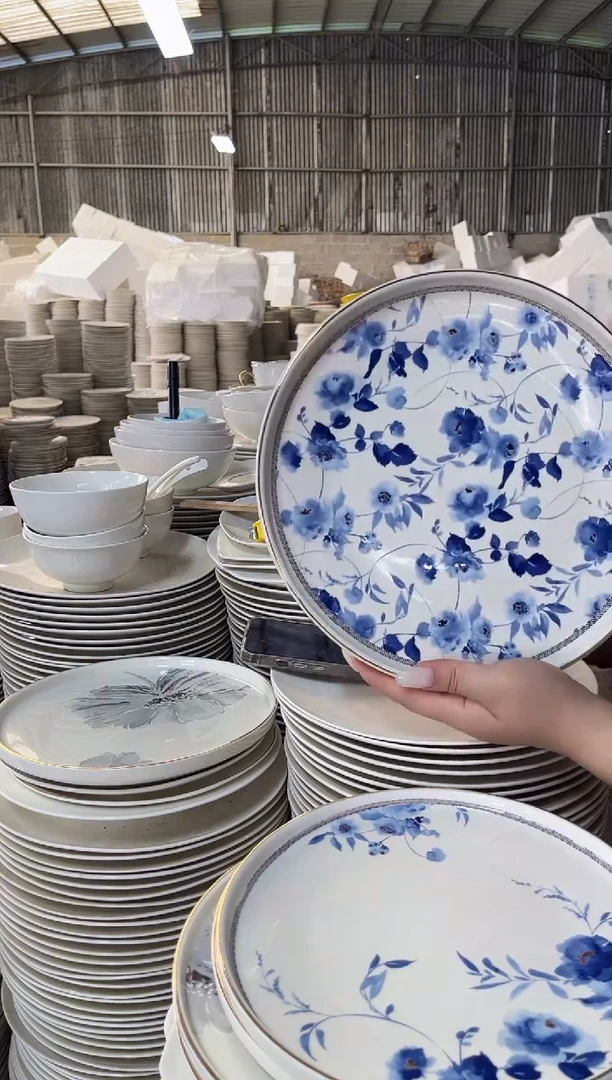 新骨瓷10.5寸金边青花10个