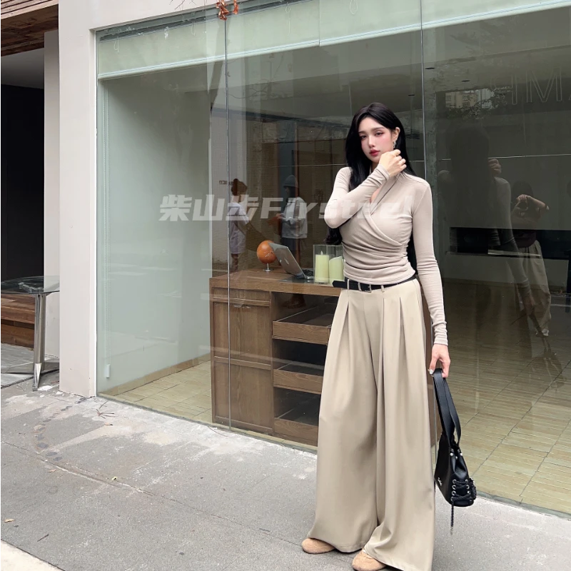 「柴山步Firsteel」西装TR阔腿宽松加长纽扣腰超气质松弛感西裤