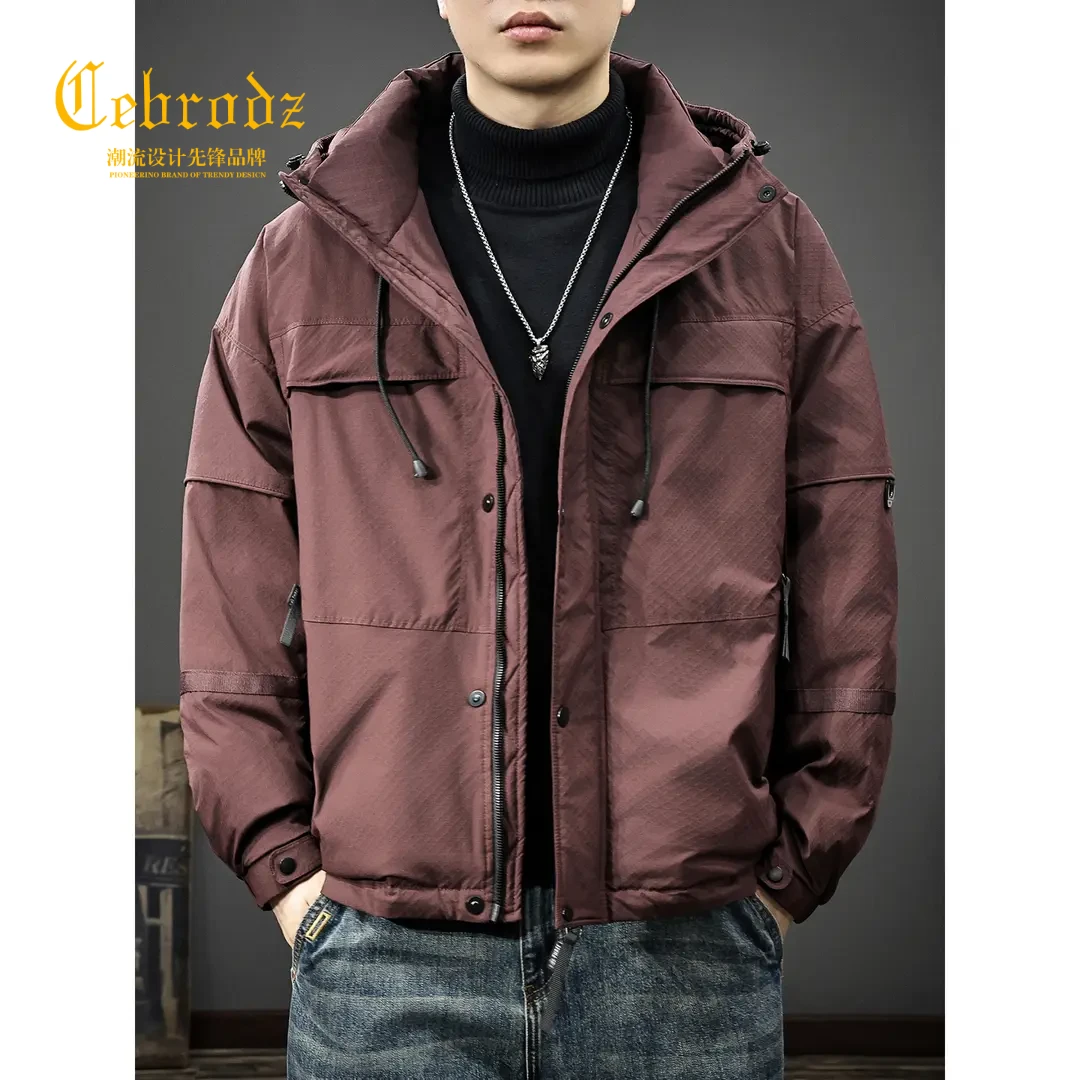 法国Cebrodz高端美式工装羽绒服外套男士加厚防风夹克休闲棉服男