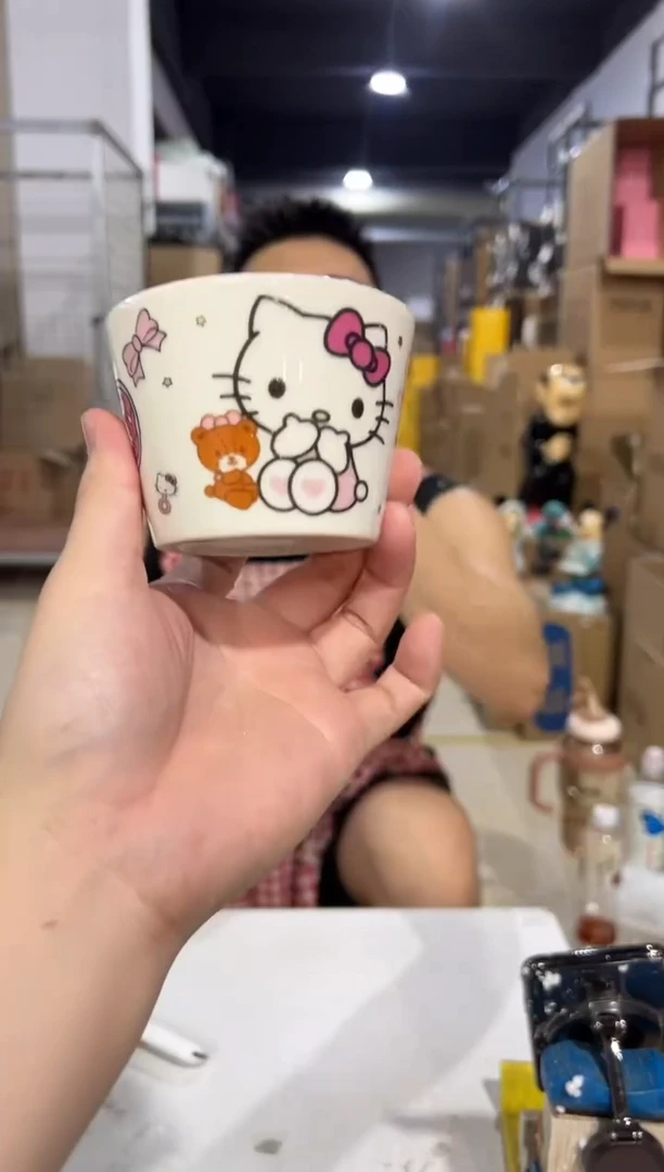 瓷片小号白色kt猫酸奶杯