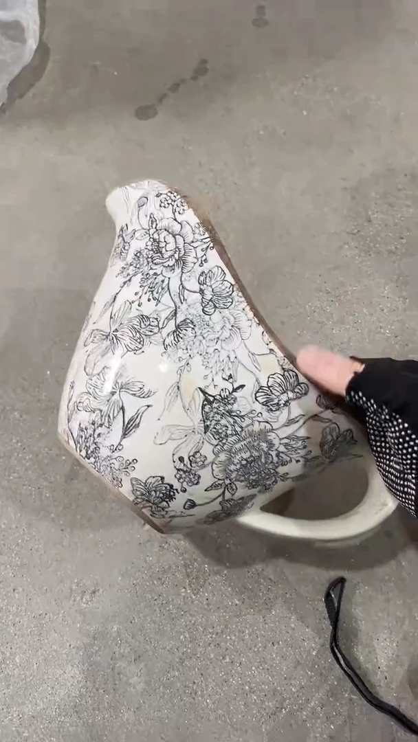 【闪购商品】陶瓷花盆高16.5cm内口23.5*13cm