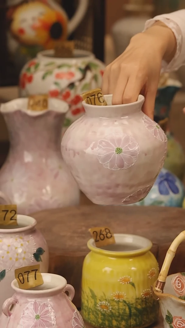 陶瓷景德镇设计师手作花器摆件侘寂风@M076@