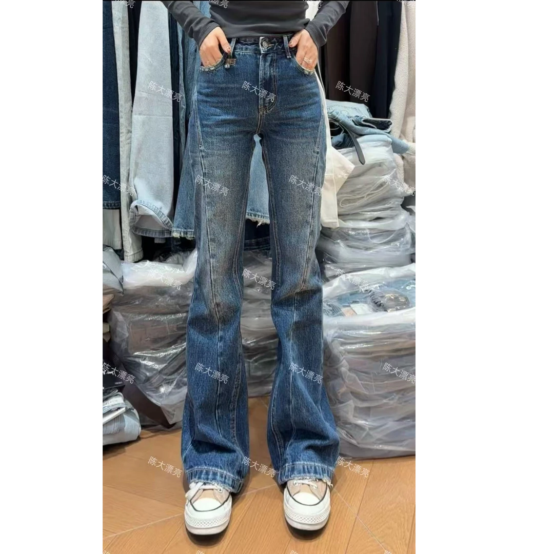 CD/PL*新款定制无弹微喇牛仔裤女显瘦