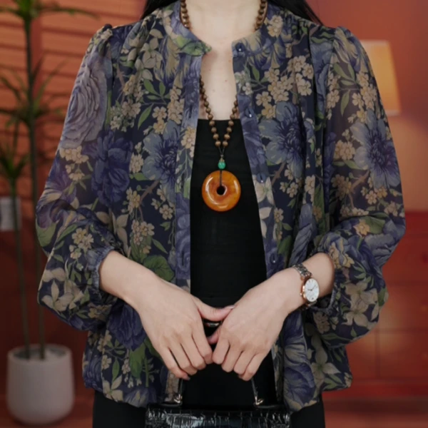 钻2508#2025年新款显瘦气质百搭上衣优雅时尚碎花衬衫