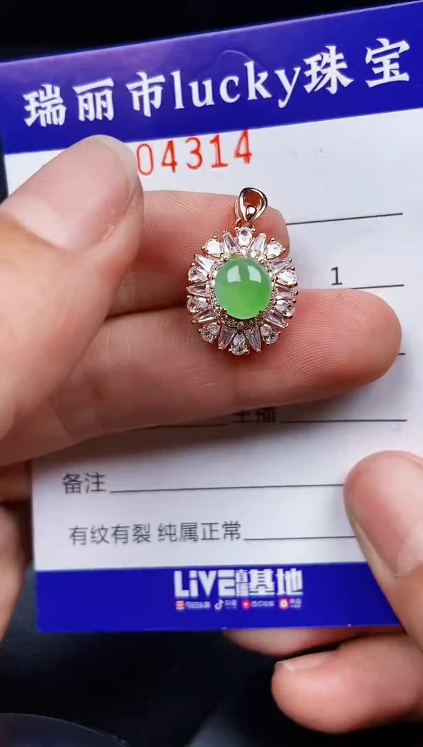 翡翠银S925镶嵌颈饰4314